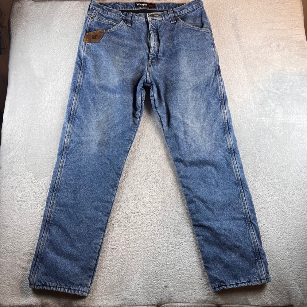 Wrangler Rugged Wear Mens Lined Relaxed Fit Jeans Blue 103W055THi 38x34 READ
